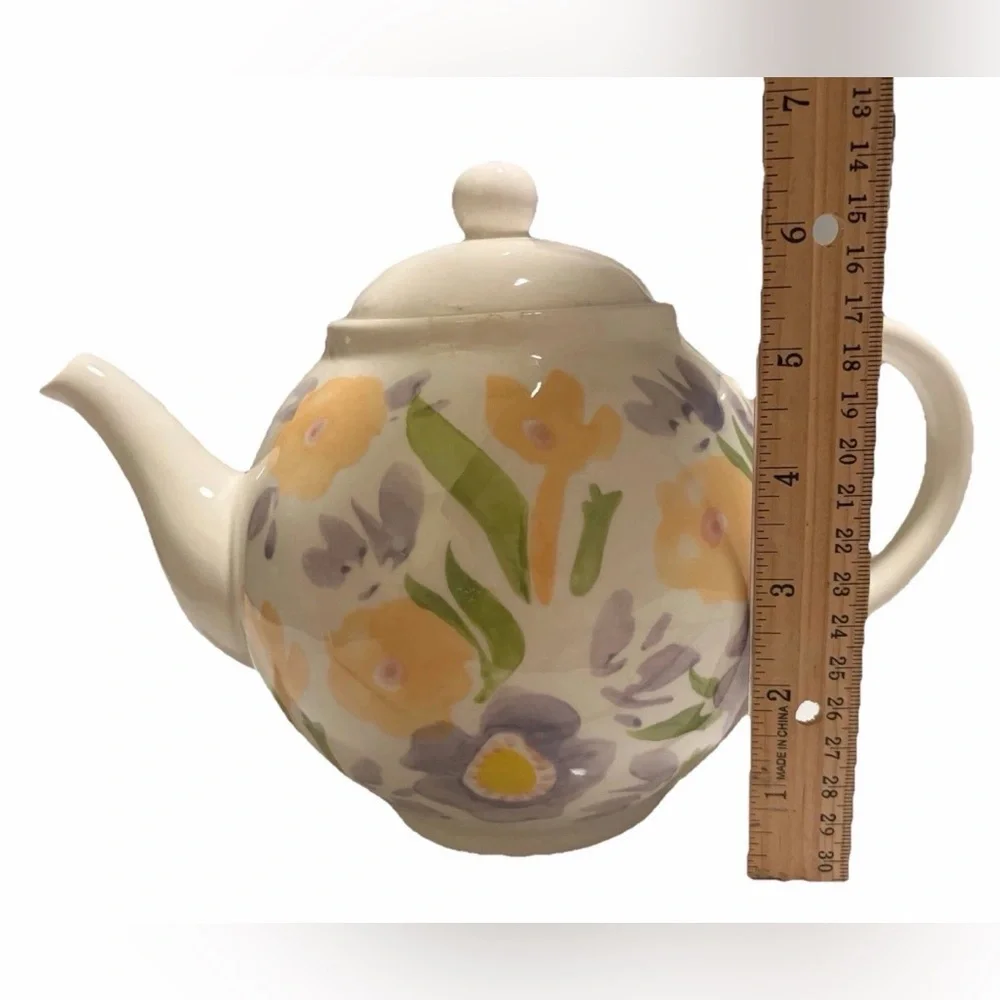 Threshold Floral Watercolor Pastel Spring Easter Ceramic Teapot